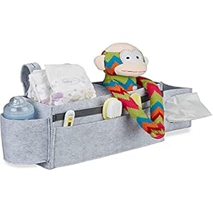 Relaxdays Betttasche Hochbett, 8 Fächer, Baby-& Pflegebett, Filz Bett Organizer zum Anhängen HBT 23x43x11 cm, hellgrau