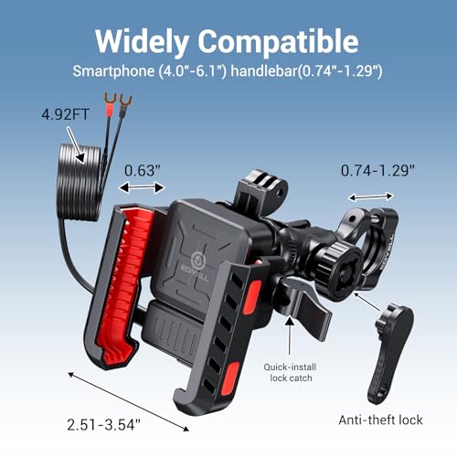 EDYELL Motorcycle Phone Mount with 30W Charger YF303-C - Image 8