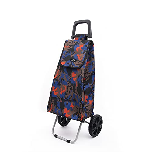 Einkaufstrolley mit Aufbewahrungstasche – Faltbarer Trolley mit Rollen – Klappbarer Trolley mit Griff – 54 l Tarnmuster – Bild 3
