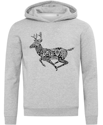 Sweat à capuche tribal deer coton mélangé gris homme