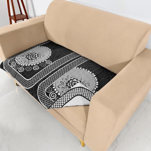 Image of Homerz Premium Chenille Fabric Sofa Cover | Soft, Durable & Dustproof | Decorative Couch Cover (Solitaire Grey, 2 Seater, Only Seat Cover)