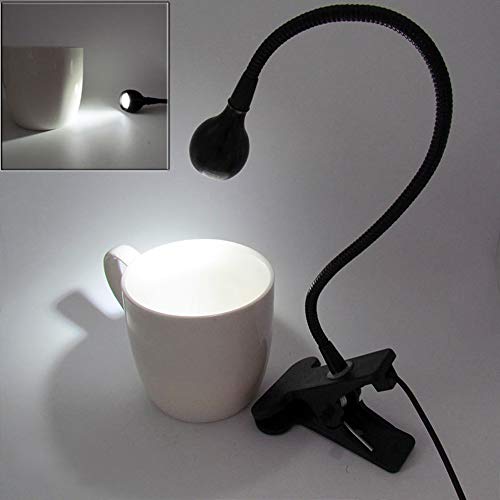 Ganquer Lámpara de Lectura para Dormitorio Modern Durable Mini Flexible Nightlight UV(Luz blancaNegro)