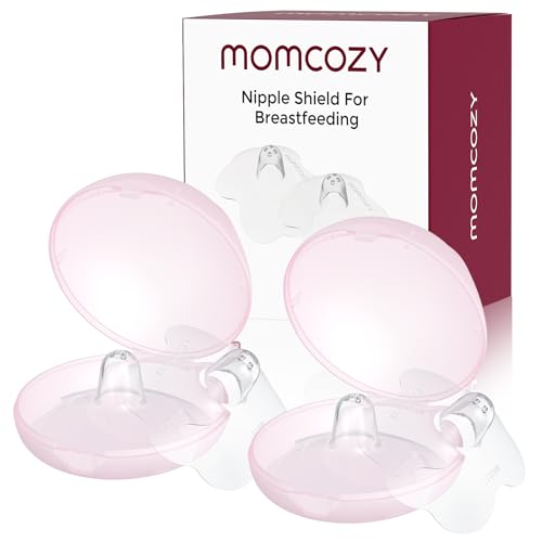 Image of Momcozy Nipple Shield, Floral Contact Nipple Shield for Breastfeeding Moms with Flat or Inverted Nipples, Made Without BPA/BPS (2 Pairs, 17mm)