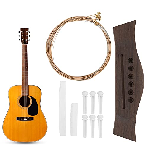 Crazy Sales — Kit de cordas de aço revestido, selim de violão, osso bovino para guitarras acústicas