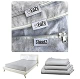 Eazy Sheetz®: Fitted Sheets That Won't Pop Off | Zipper Sheets, Stay-On Sheets, Fitted Zipper Sheets, Zipper Bedding (Gray) Crisp Cotton - Queen 60X80X14 Standard (13-15 inch Depth) STQ14G
