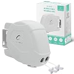 Coselena 30m Retractable Washing Line – Heavy-Duty Twin Clothes Line with Hook – Extendable Non-Slip Clothes Dryer for Indoor & Outdoor Use – White
