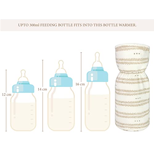Image of Crane Baby Cotton Bottle Cover /Warmer, Ezra Collection (Pack of 2, 19 x 8 x 8 cm, Fits Upto 330ml Bottle), White