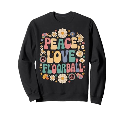 Peace Love Floorball 60s 70s Hippie Retro Floorball Jugador Sudadera