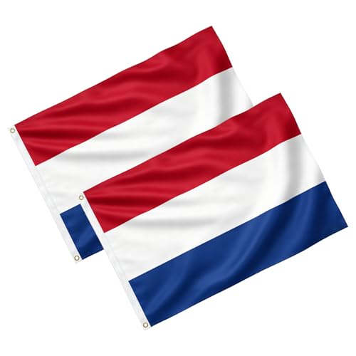 FLAGPARK Netherlands Flag 3x5 FT for Outside 2 Pack Heavy Duty Polyester 100D Netherlands National Flags Double Sided and Brass Grommets for Party Sports Events Decorations