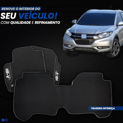 Jogo de Tapetes Automotivos Emborrachados Compatível Para Hrv 2015 2016 2017 2018 03 peças