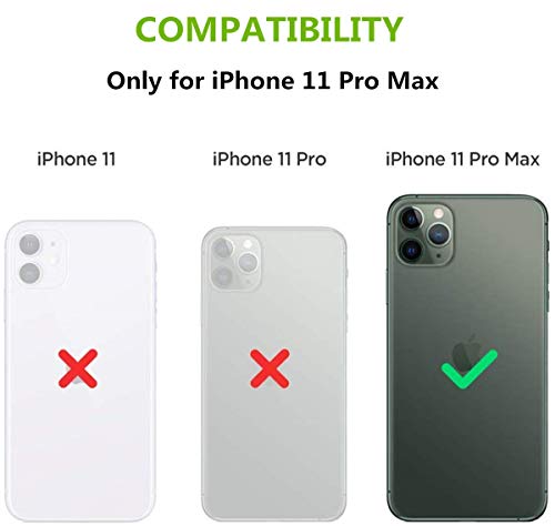 iCoverCase for iPhone 11 Pro Max Wallet Case with Credit Card Holder and Wrist Strap, RFID Blocking Genuine Leather Flip Folio Magnetic Phone Cover Case for iPhone 11 Pro Max 6.5 Inch (Yellow)