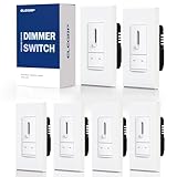 ELEGRP Slide Dimmer Switch for Dimmable LED, CFL and Incandescent Light Lamp Bulbs, Single Pole or 3-Way, Full Control with Preset, Rocker Paddle, Wall Plate Included, UL Listed (6 Pack, Matte White)