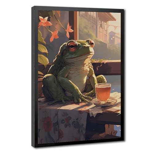 Impression sur toile grenouille japonaise zen décoration murale salon et bureau