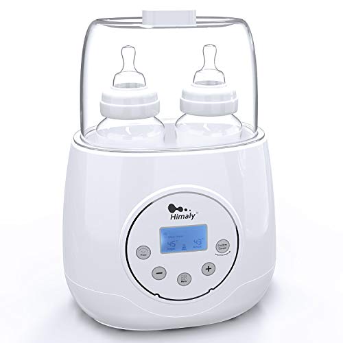 Baby Bottle Warmer, Himaly Bottle Sterilizer 6 in 1 BPA-Free Bottle Warmer with Rapid Heating Warm Milk Formula Heat Food Defrost, LED Display and Accurate Temperature Control (White)