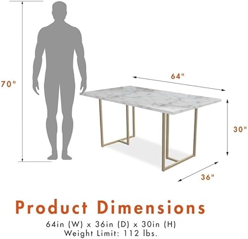 Miniatura 9 de CosmoLiving Astor - Mesa de comedor con patas doradas y parte superior de mármol blanco Blanco,Negro -