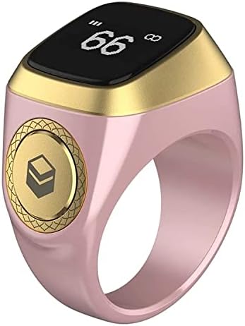 iQibla Zikr1 lite Smart Tasbih Tally Counter Ring for Muslims Zikr Digital Tasbeeh 5 Prayer Time Reminder Bluetooth Waterproof 20mm (pink)
