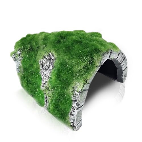SunGrow Reptile Hideout Cave with Artificial Moss...