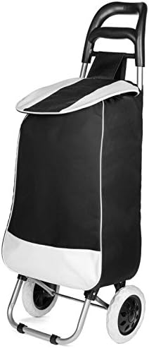 Lightweight Wheeled Shopping Trolley Bag - Heavy Duty Collapsible Rolling Cart - Black or Maroon