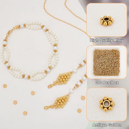 PH PandaHall 300PCS Tibetan Flower Spacer Beads - Image 4