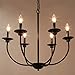 LALUZ Black Chandelier, Farmhouse Chandeliers for Dining Room, Living Room, Bedroom, Solid Matte Black, 26” Dia