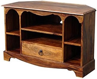 JAIZX Furniture Corner TV Cabinet, Sheesham Colour