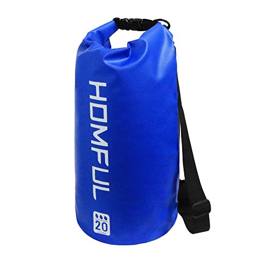 HOMFUL Waterproof Dry Bag Roll Top with Strap,10L/20L Dry Sack Backpack for Kayaking,Boating,Canoeing,Fishing,Rafting,Swimming,Hiking,Camping,Travel,Beach