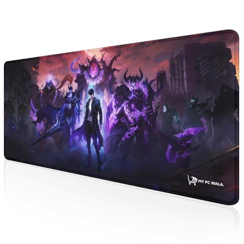 Image of MYPCWALA- Solo Leveling Jinwoo Desk Mat for Office & Gaming Waterproof, Anti-Slip Rubber Base, Scratch Resistant, Multi-Color Design for Students & Professionals (Long Large)
