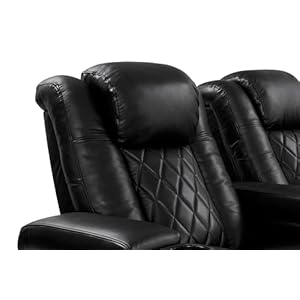 Valencia tuscany home theater seating premium top grain italian nappa 11000 leather power reclining power lumbar support power headrest row of 4 loveseat left black  urban country home decor