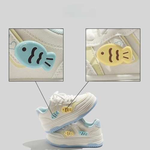 Y2K Chunky Platform Sneakers with Fish Charm for Women Preppy White Sport Walking Skate Shoes Lace Up for Students4
