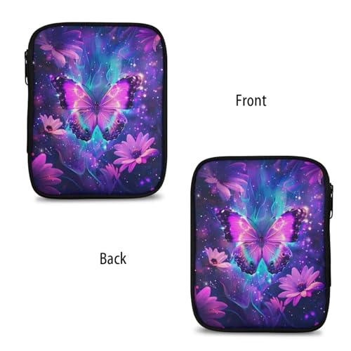 Image of Purple Butterfly Crochet Hook Case Portable Floral Crochet Storage Organizer with Web Pockets for Hooks, Knitting Needles,Knitting Supplies
