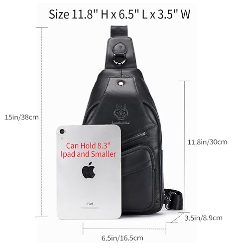 Image of Crossbody Bag for Men Genuine Leather Sling Bag Small Chest Shoulder Bag Durable Men Bag Crossbody