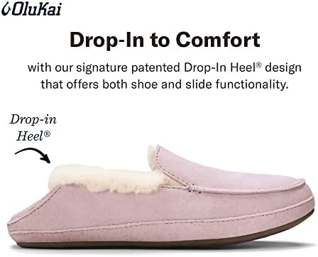 OLUKAI Ku'una Slipper, Women's Slip-On Shoes, Genuine Shearling & Premium Nubuck Leather, Drop-In Heel Design, Cozy & Ultra-Soft Comfort Fit, Soft Pink/Soft Pink, 11 | Image 3