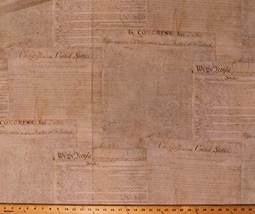 Field's Fabrics Cotton Patriotic Declaration of Independence We The People Fourth of July USA American Patriots Digital Ecru Cotton Fabric Print by The Yard (D469.18)