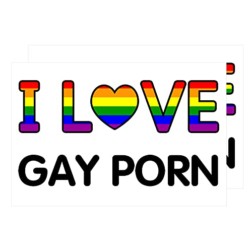 Grafken 2PCS I Love Gay Porn Bumper Sticker I Love Gay Porn Stickers 4X6 Inches Prank Pack Iâ€™m So Gay Decals Funny Gag Adult Humor Stickers Car Windows Trucks Lockers Decor for Truck Car Laptop Window DÃ©cor