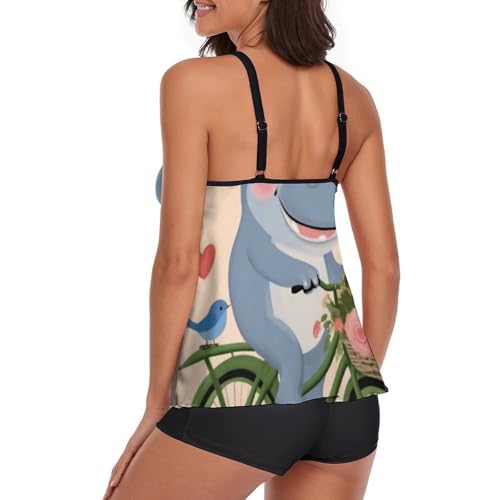 Women's Two Piece Swimsuit Monokini Backless V Neck Swimdress Cheeky Beachwear3