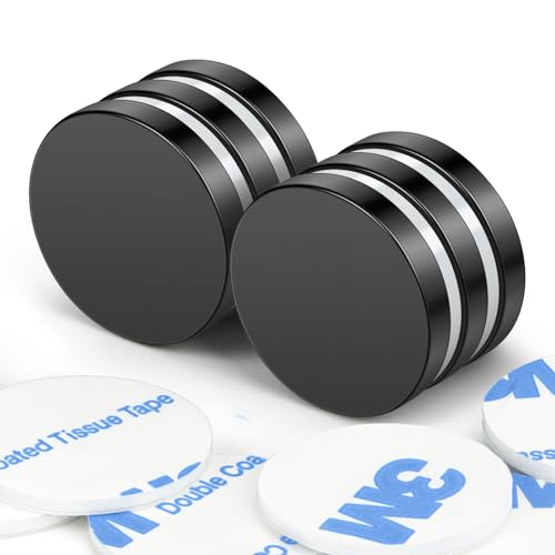 Wukong Schwarz Neodym Magnete Selbstklebend Extra Stark 20x4mm | 6 Stück, Mini Runde Magnete Heavy Duty für Magnettafel Whiteboard Kühlschrank