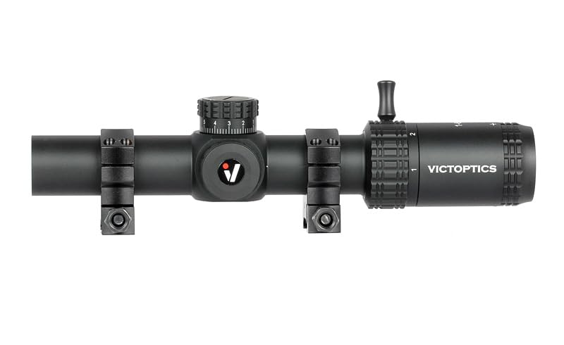 Vict Optics OPSL22 S6 Visor Óptico, 1-6x24, Tubo 30mm, Retícula Vi-CTSIX Iluminada, Negro. Exclusivo para Airsoft. Anillas para Rail Picatinny 20 mm