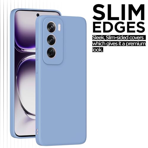 Image of Outlouders Back Cover for Oppo Reno 12 Pro 5G | Camera Protection | Durable Soft Matte Silicone Bumper Case (Aqua Blue)