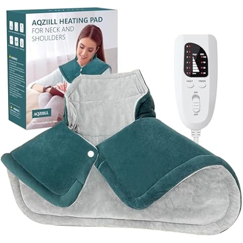 AQZIILL Heating Pad for Neck and Shoulders - Large Neck Heating Pad with 6 Heat Settings 4 Timer Settings Auto Off - Heated Neck Wrap for Neck Shoulder Pain - Gifts for Women Men Mom Dad Cover