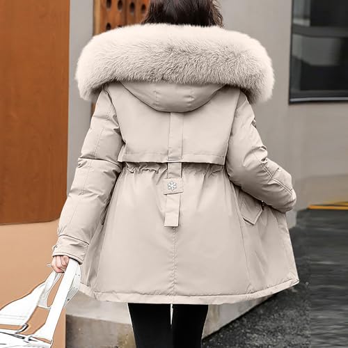 Puffer Jacket Womens Thicken Warm Parka Jacket Zip Up Shaggy Hooded Down Coat Long Tunic Outerwear Winter Coats3