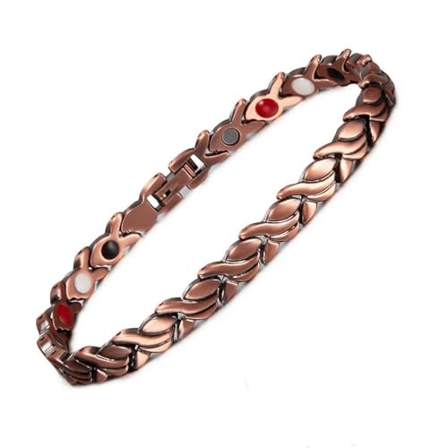 Image of Copper Bracelet for Women 99.9% Pure Copper Crystal Bracelets Link Chain Charm Jewelry Present 3500 Gauss with Adjustment Tool