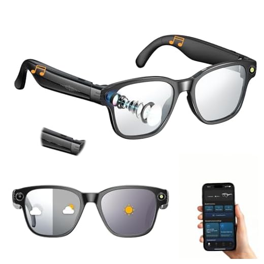HumiLuft AI Brillen mit HD 8MP Kamera, Smart Glasses mit 270mAh, 1200P Videoaufnahme, Bluetooth 5.4, Echtzeit-KI-Übersetzung & Objekterkennung, Blau licht, Zwei Mikrofone für Anrufe, Aufnahmen