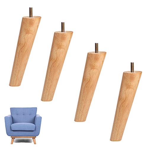 Gambe per mobili in Legno, Piedini di Ricambio per divani, Gambe per tavolini da caffè, Piedini per mobili, Gambe per sedie, Altezza Regolabile 570 cm, Viti M8 5/16", Set di 4, Fin
