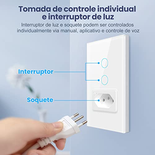 MIUCDA Interruptor Touch + Tomadas 4x2 Zigbee Luz Inteligente Segurança Durável Soquete De Parede Co