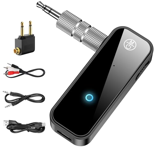 Image of Bluetooth Wireless Audio Transmitter Adapter for AirPods /Headphones, Aux Bluetooth 5.4 Adapter for Car /Home Stereo, TV /Travel Flight, 2 in 1 Wireless Receiver Transmitter(with Aircraft, RCA and AUX)
