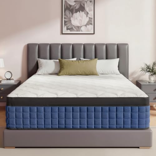 NHNHPO 14 Inch Twin Mattress Twin Size Mattress in a Box Gel Memory Foam Hybrid Mattresses with Pocket Springs for Motion Isolation Pressure Relief Medium Firm Back & Lumbar Support 365-Night Trial