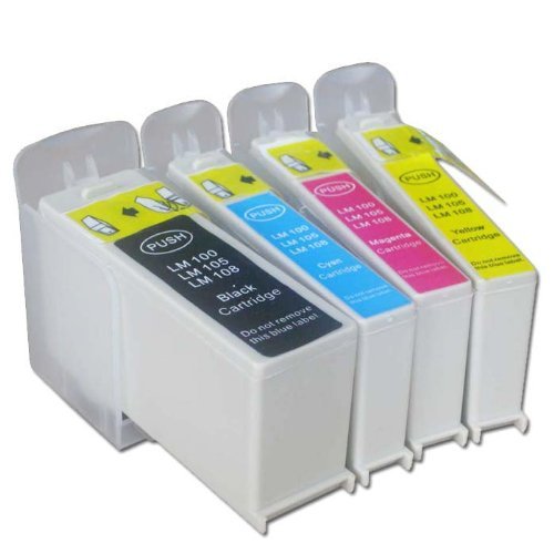 4u00a0100u00a0x l/108u00a0X L Cartuchos de tinta de alta capacidad compatibles (1u00a0Juego completo) para impresoras Lexmark Prospect Pro 205, 208, Impact S305, S308, Interpret S405, S408, Intuition S505, S508, Interact S605, S608, Prevail Pro 705, Prestige Pro 805, Platinum Pro 905, Pinnacle Pro 901