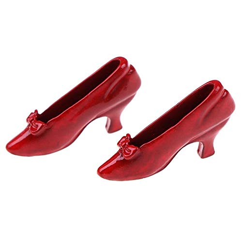 BYFRI 1pair 01.12 Miniatur-rote Schuhe Hohen Absätzen, Puppenhaus Dekoration Zubehör Cover