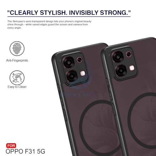 Image of AESTMO Oppo F31 / F33 5G Back Cover | 360 Protection | Matte Frosted Hard Back Translucent | Compatible with MagSafe Accessories (MagSafe Matte Hard Black Bumber)