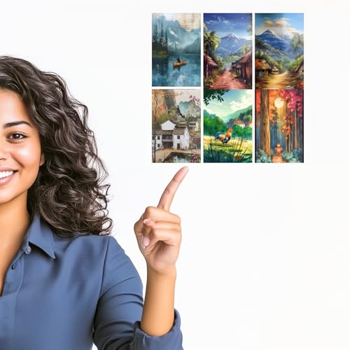 Image of SiddArtify Scenic Landscape Art Print Set - Nature - Travel - Animals in Vibrant Colors - Set of 2-4x6 Inch - Board (Pack of 6) - Sticker (Pack of 6) Wall Room Decoration art Poster Prints